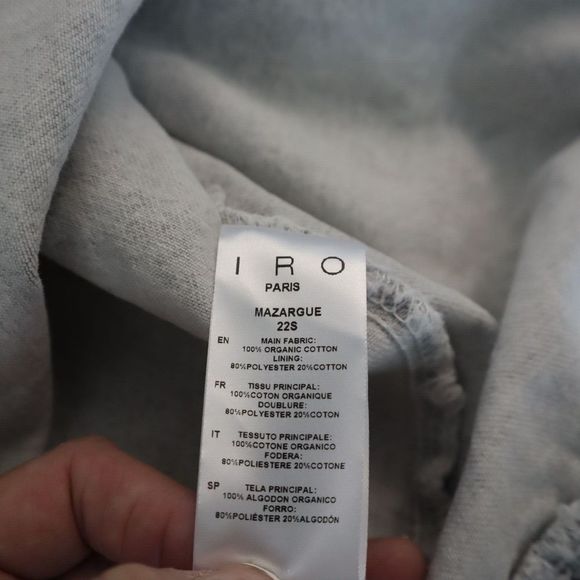 IRO AQ614 Women's Sz 44 US 12 Bleached Gray Mazargue Ruffled Wrap Dress $495 - Picture 6 of 11